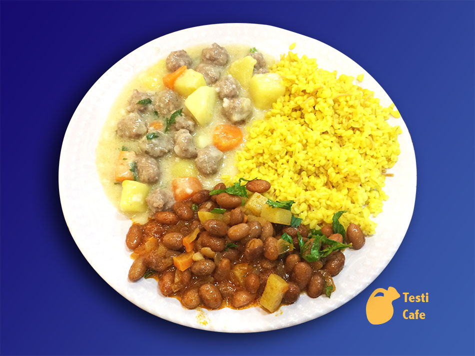 Sebzeli Köfte, Barbunya Pilaki, Zerdeçallı Bulgur Pilavı