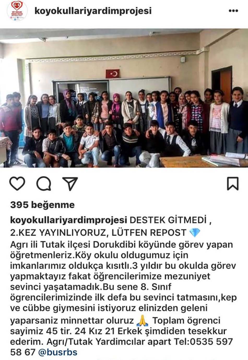 Ağrı'ya Okul Yardımı