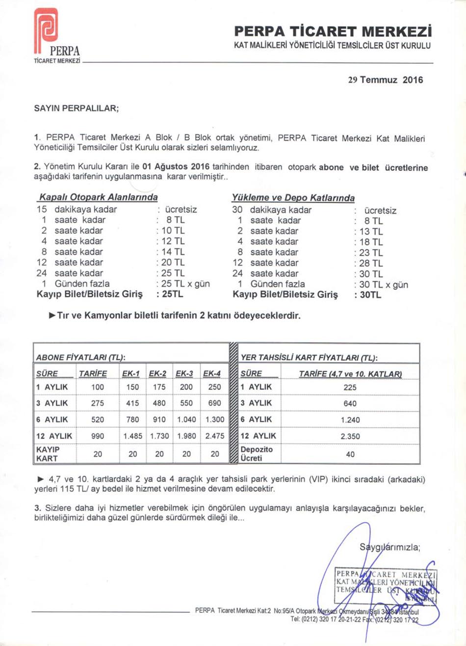 Abone Bilet Ücret Tarifeleri