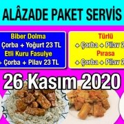 Alazade Restoran 26 Kasım 2020 Günün Menüsü