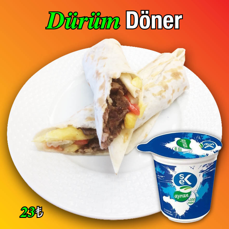 Alazade Restoran Dürüm Döner Ayran 23 TL