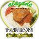 Alazade Restoran 14 Nisan Menü