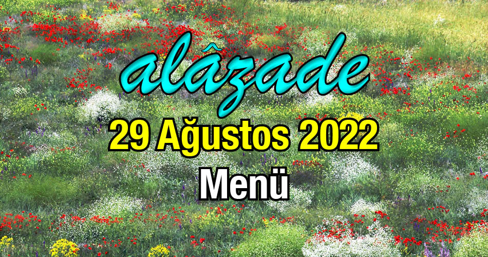 Alazade 29 Ağustos 2022 Menü